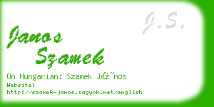 janos szamek business card